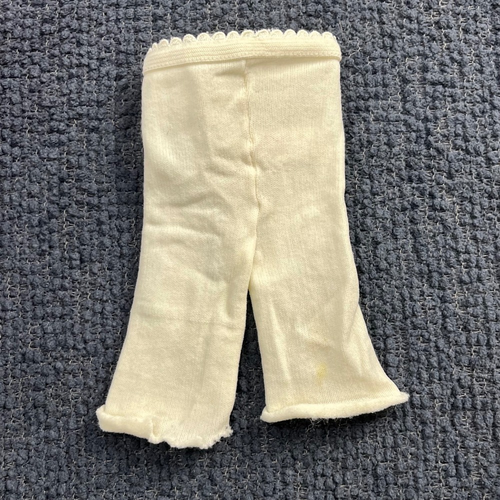 American Girl Doll Cream Knit Leggings Scalloped‎ Lace Waistband Off White